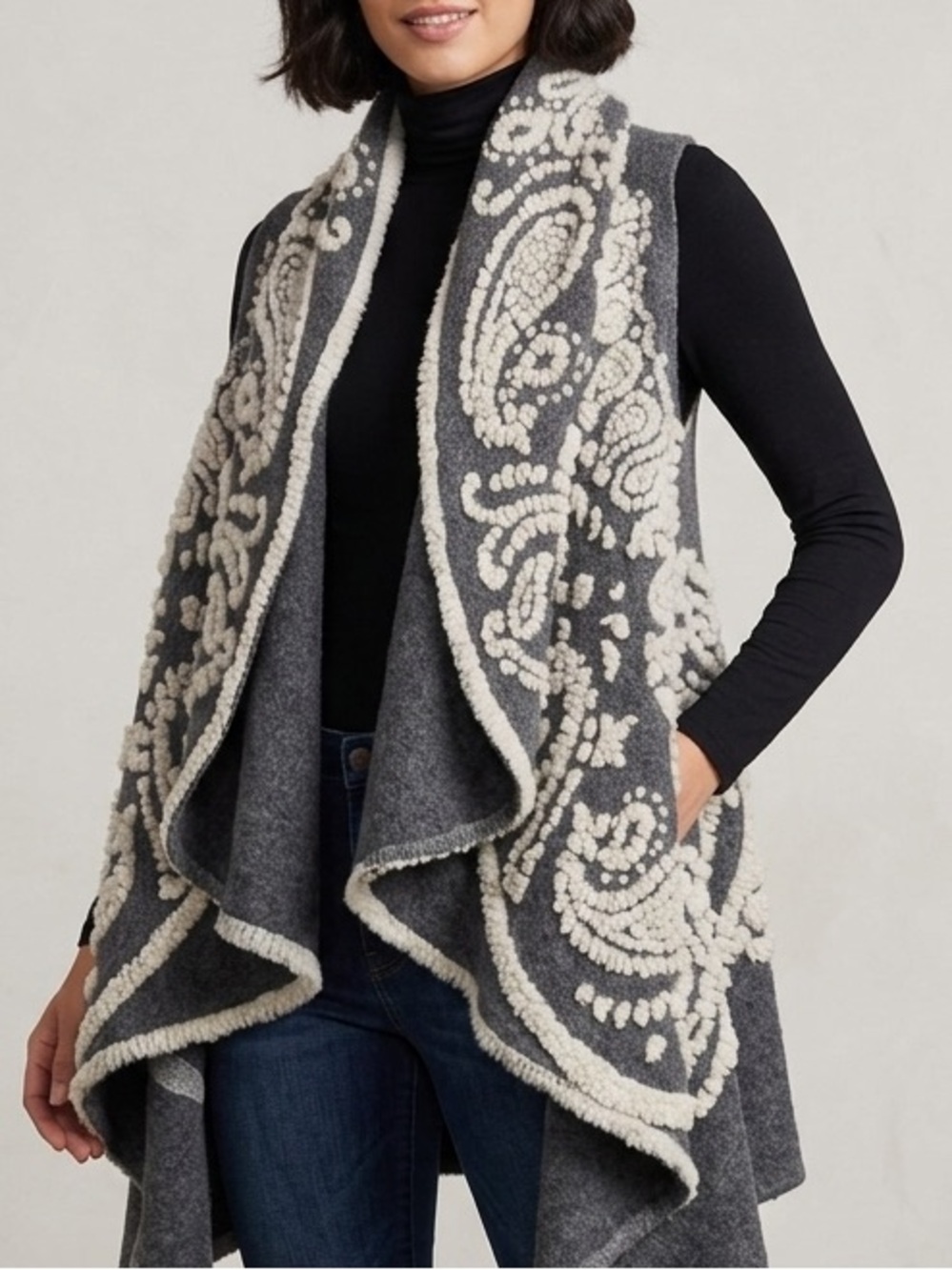 OWN IT Made in Italy Wool Vest Charcoal and Cream